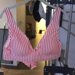 Peach seersucker bikini top with tags